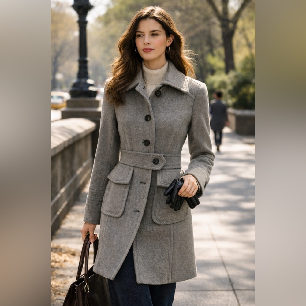 J. Crew Women’s Gray Wool Button-Up Coat.  Size 10.